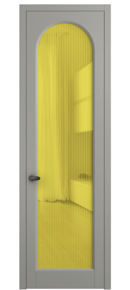 Межкомнатная дверь Палаццо 6804 Матовый нейтральный серый Рифлёное жёлтое стекло "Мору", триплекс Цена 152920 сом | Volhovec