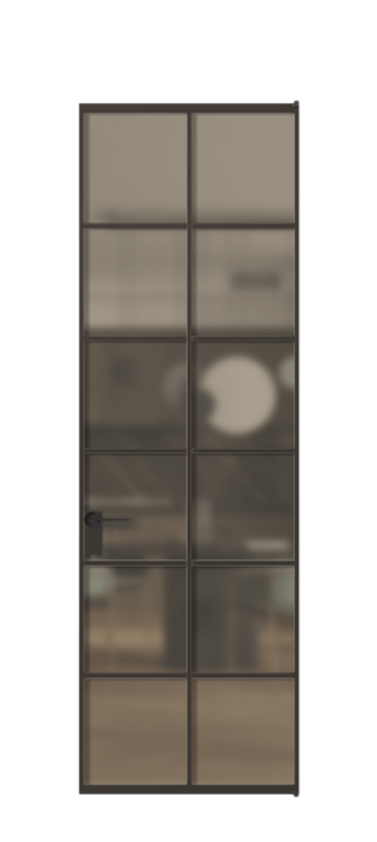 Алюминиевая дверь АЛПЛ040.05 Алюминий антрацит Сатинированное бронзовое стекло, триплекс Цена 187140  | Volhovec