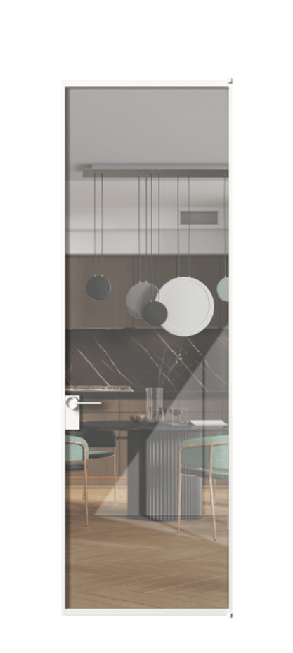 Алюминиевая дверь АЛПЛ040.01 Алюминий Белый Рефлективное прозрачное стекло "Stopsol", калёное Цена 205690  | Volhovec