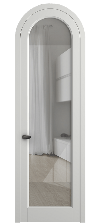 Межкомнатная дверь Палаццо 6814 Матовый светло-серый Рефлективное прозрачное стекло "Стопсол", калёное Цена 193880 сом | Volhovec