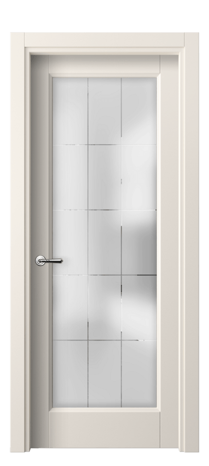 Межкомнатная дверь Галант 1402 ПЭТ кремово-белый Сатинированное стекло с гравировкой "Лофт" Цена 43770 сом | Volhovec