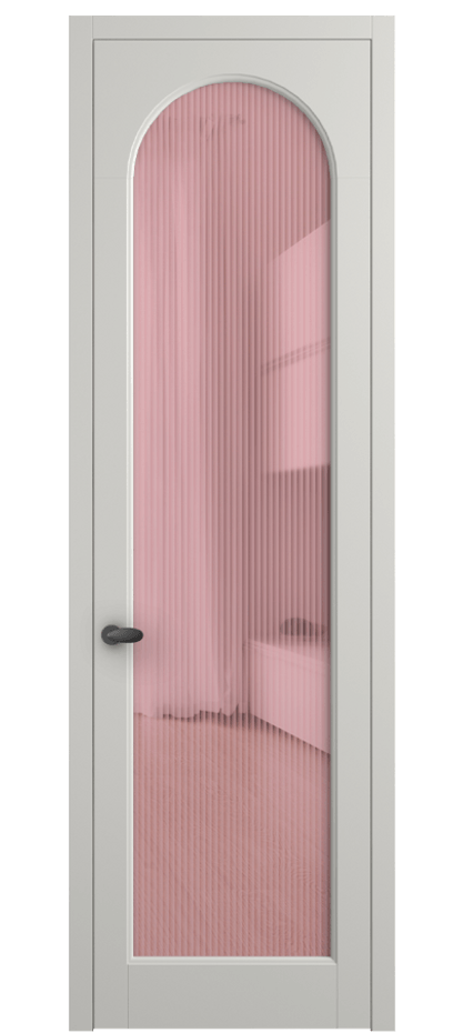 Межкомнатная дверь Палаццо 6804 Матовый серый Рифлёное розовое стекло "Мору", триплекс Цена 152920 сом | Volhovec