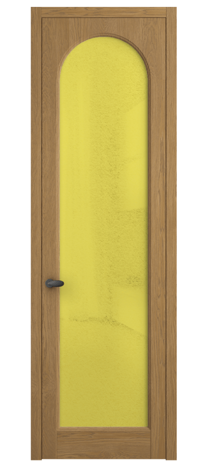 Межкомнатная дверь Палаццо 6804 Дуб солнечный матовый Фактурное жёлтое стекло "Лёд", триплекс Цена 230820 сом | Volhovec