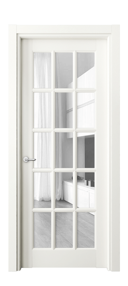 Межкомнатная дверь Тоскана Грильято 6311 Матовый жемчужный Прозрачное стекло Цена 162920 сом | Volhovec