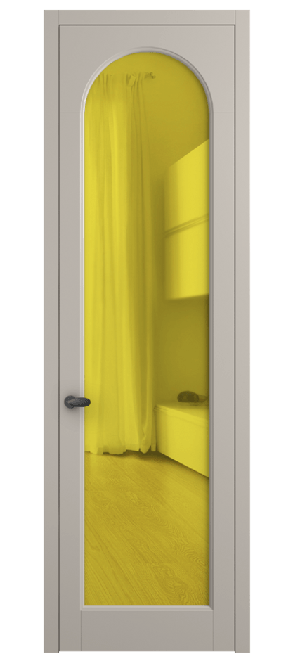 Межкомнатная дверь Палаццо 6804 Матовый светло-бежевый Прозрачное жёлтое стекло, триплекс Цена 141270 сом | Volhovec