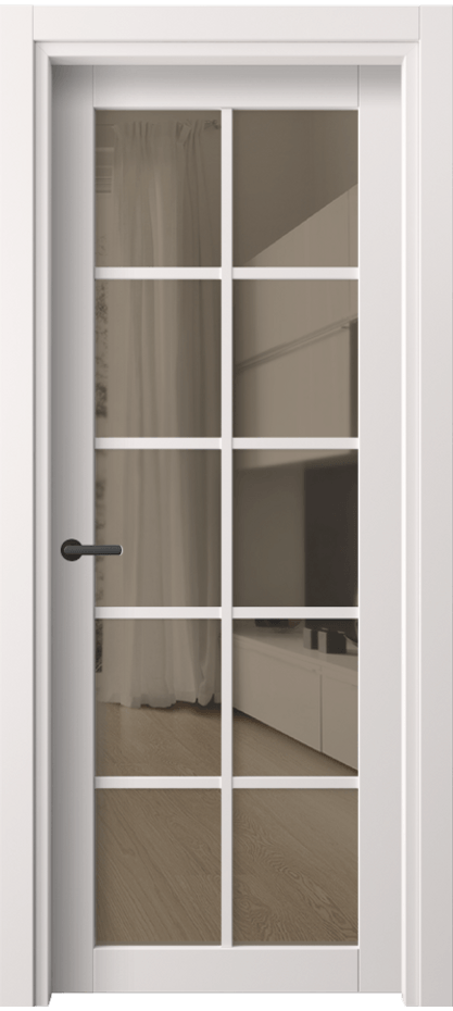 Межкомнатная дверь Нео 2106 ПЭТ кремово-серый Прозрачное бронзовое стекло, триплекс Цена 16740 сом | Volhovec