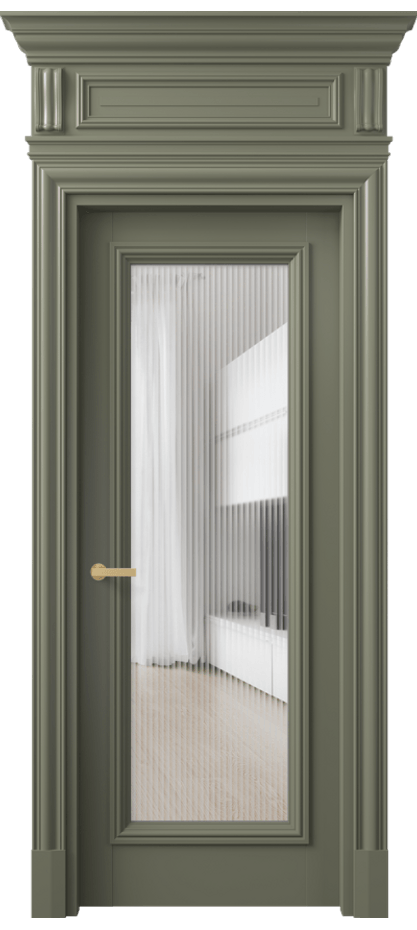 Межкомнатная дверь Антик 7300 Матовый оливковый тёмный Рифлёное стекло "Мору", триплекс Цена 245060 сом | Volhovec
