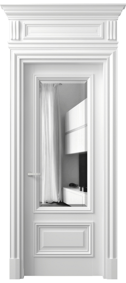 Межкомнатная дверь Антик 7306 Матовый белоснежный Двустороннее зеркало с фацетом, триплекс Цена 243600 сом | Volhovec