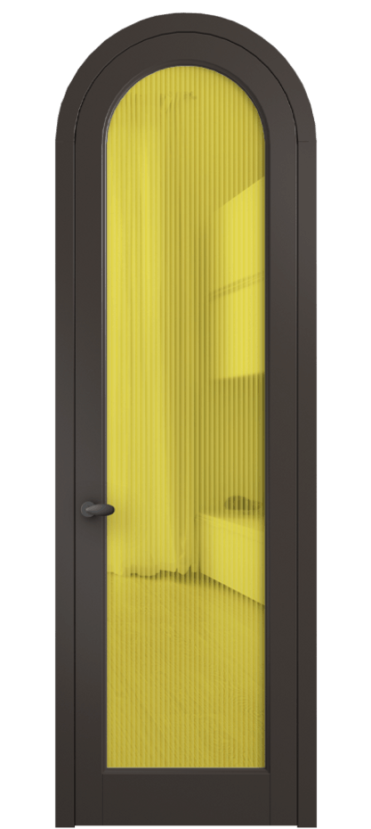 Межкомнатная дверь Палаццо 6814 Матовый антрацит Рифлёное жёлтое стекло "Moru", триплекс Цена 133159 ₽ | Volhovec