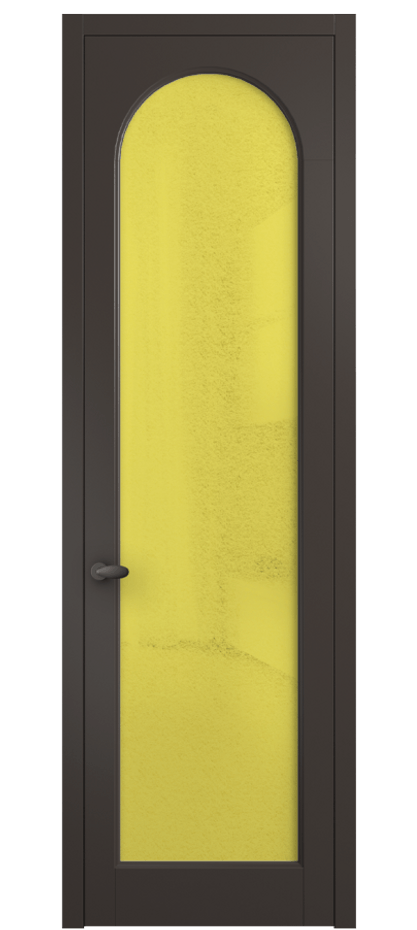 Межкомнатная дверь Палаццо 6804 Матовый антрацит Фактурное жёлтое стекло "Лёд", триплекс Цена 150010 сом | Volhovec