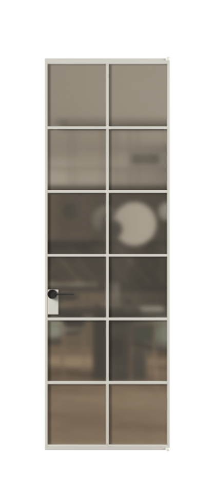 Алюминиевая дверь АЛПЛ040.05 Алюминий тёплый серый Сатинированное бронзовое стекло, триплекс Цена 187140  | Volhovec