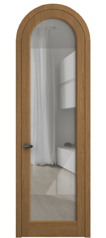 Межкомнатная дверь Палаццо 6814 Дуб пряный матовый Рефлективное прозрачное стекло "Стопсол", калёное Цена 312090 сом | Volhovec