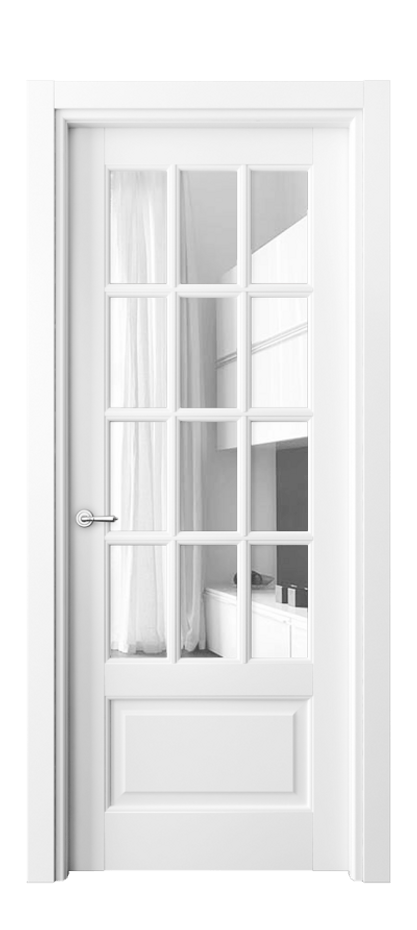 Межкомнатная дверь Тоскана Грильято 6313 Матовый белоснежный Прозрачное стекло Цена 111899 ₽ | Volhovec
