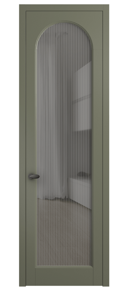 Межкомнатная дверь Палаццо 6804 Матовый оливковый тёмный Рифлёное серое стекло "Мору", триплекс Цена 152920 сом | Volhovec