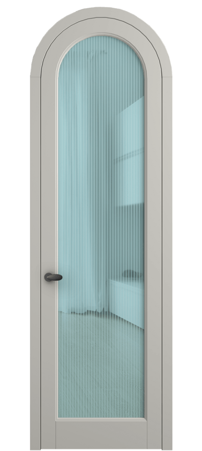 Межкомнатная дверь Палаццо 6814 Матовый тёплый серый Рифлёное голубое стекло "Мору", триплекс Цена 193880 сом | Volhovec