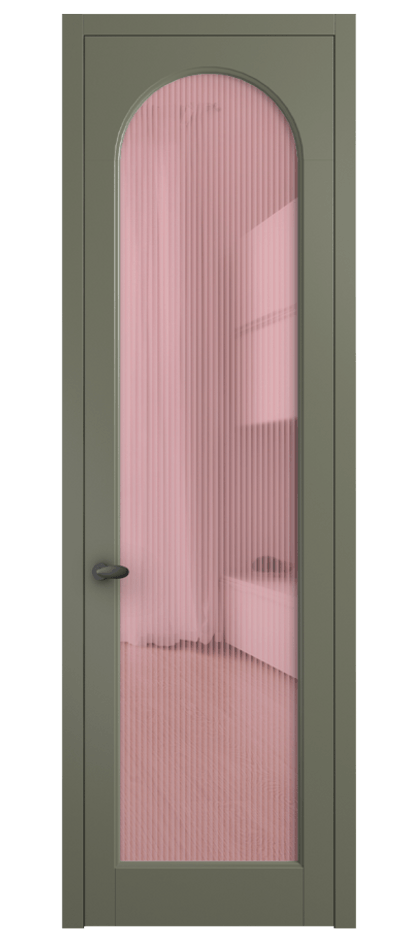 Межкомнатная дверь Палаццо 6804 Матовый оливковый тёмный Рифлёное розовое стекло "Moru", триплекс Цена 152920 сом | Volhovec