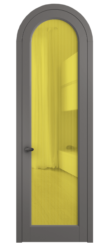 Межкомнатная дверь Палаццо 6814 Матовый классический серый Рифлёное жёлтое стекло "Moru", триплекс Цена 193880 сом | Volhovec