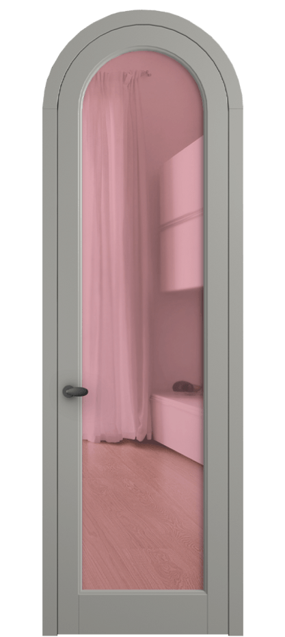 Межкомнатная дверь Палаццо 6814 Матовый нейтральный серый Прозрачное розовое стекло, триплекс Цена 186740 сом | Volhovec