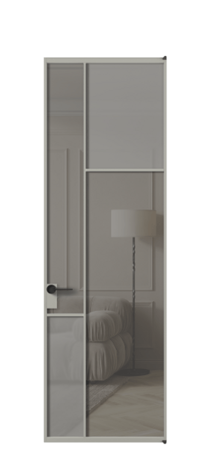 Межкомнатная дверь Мозаик АЛПЛ041.11 Алюминий нейтральный серый Сатинированное серое стекло, триплекс, 6 мм + Прозрачное серое стекло, триплекс Цена 241510 сом | Volhovec