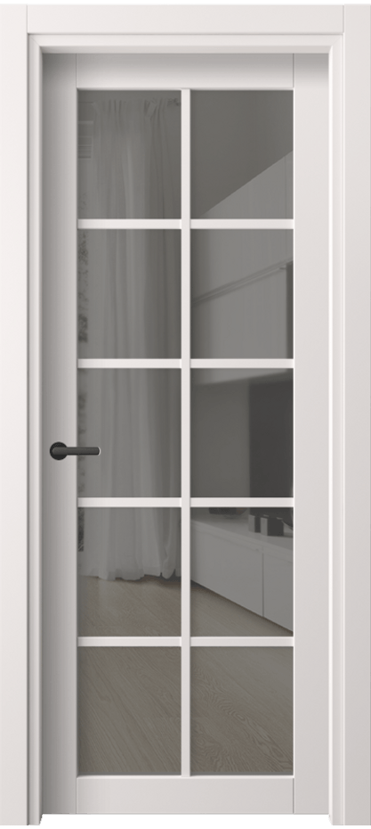 Межкомнатная дверь Нео 2106 ПЭТ кремово-серый Прозрачное серое стекло, триплекс Цена 16740 сом | Volhovec