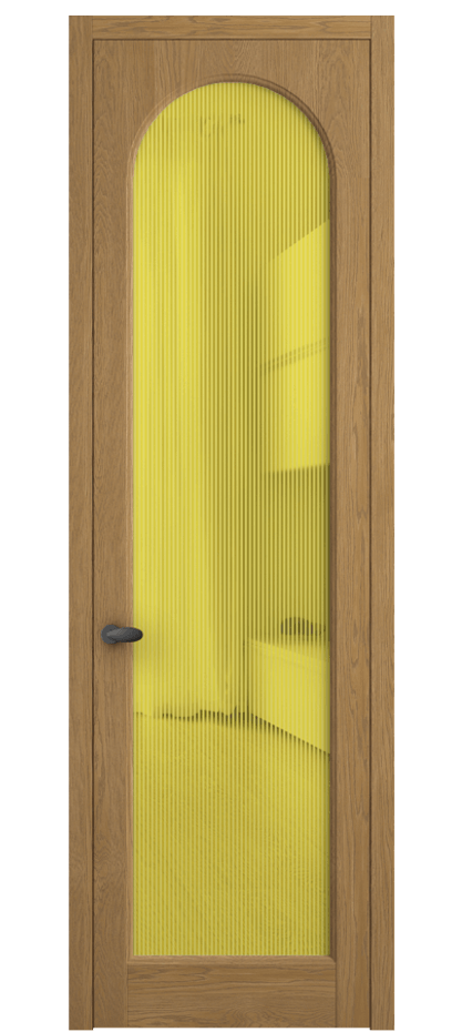 Межкомнатная дверь Палаццо 6804 Дуб солнечный матовый Рифлёное желтое стекло "Дюна", триплекс Цена 230820 сом | Volhovec