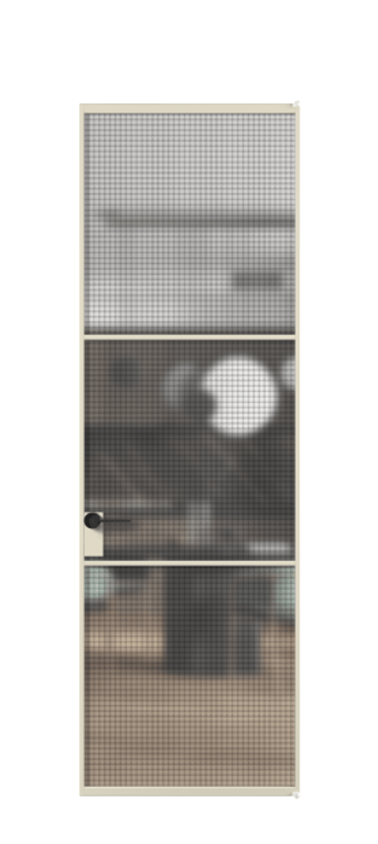 Алюминиевая дверь АЛПЛ040.03 Алюминий бежево-серый Декоративное стекло с сеткой "Mesh silver", триплекс Цена 189820  | Volhovec