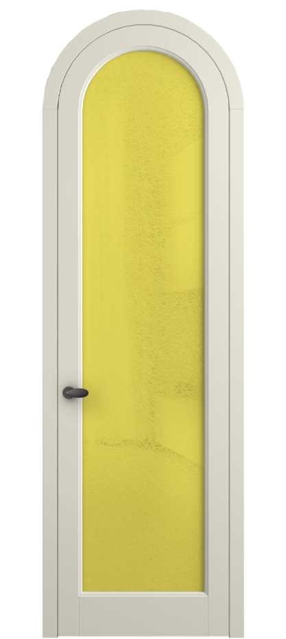 Межкомнатная дверь Палаццо 6814 Матовый молочно-белый Фактурное жёлтое стекло "Лёд", триплекс Цена 190970 сом | Volhovec