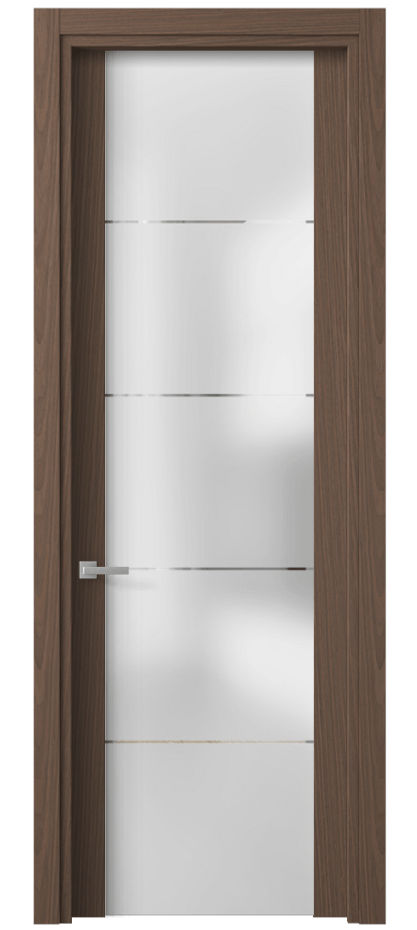 Межкомнатная дверь Planum 4114 Дуб кофейный матовый Сатинированное стекло с гравировкой «КВАДРО», триплекс Цена 124050 сом | Volhovec