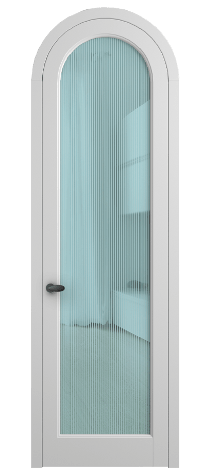 Межкомнатная дверь Палаццо 6814 Матовый белоснежный Рифлёное голубое стекло "Дюна", триплекс Цена 190970 сом | Volhovec