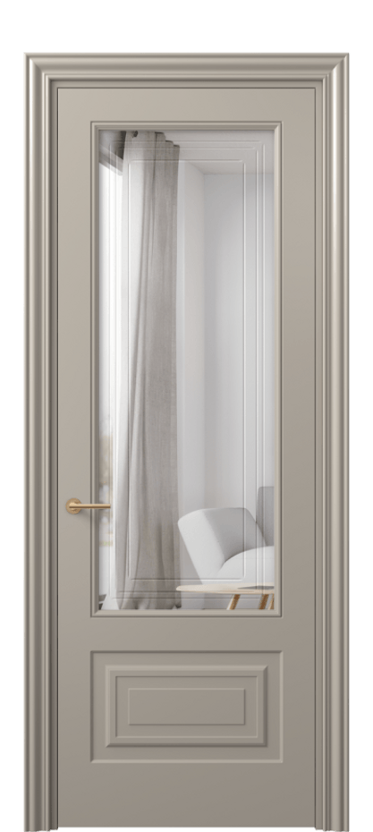 Межкомнатная дверь Маскот 8442 Матовый бисквитный Двустороннее зеркало с гравировкой "Грани"», триплекс Цена 99480 сом | Volhovec