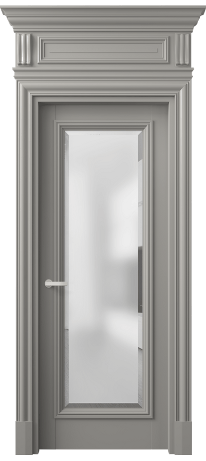 Межкомнатная дверь Антик 7300 Матовый нейтральный серый Сатинированное стекло с фацетом Цена 239671 сом | Volhovec