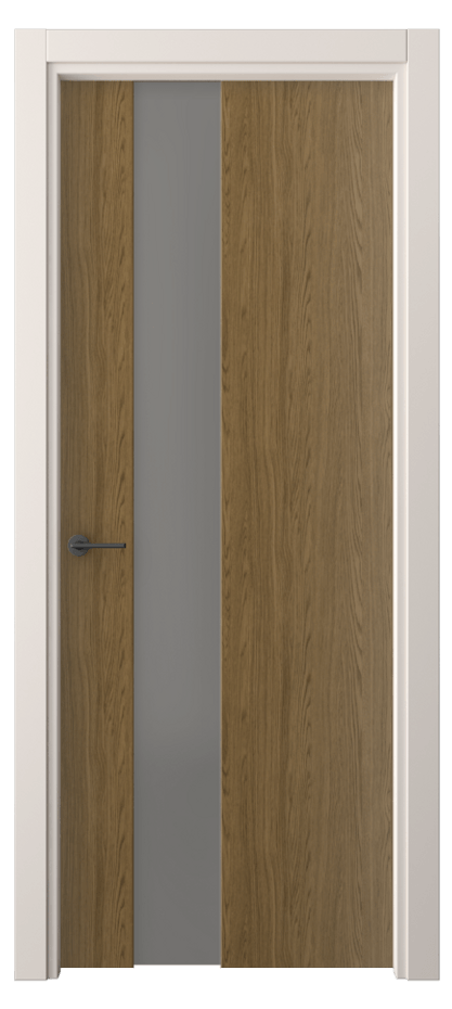 Межкомнатная дверь Freedom 4224 Торфяной дуб Сатинированное серое стекло, триплекс, 8 мм Цена 38299 ₽ | Volhovec