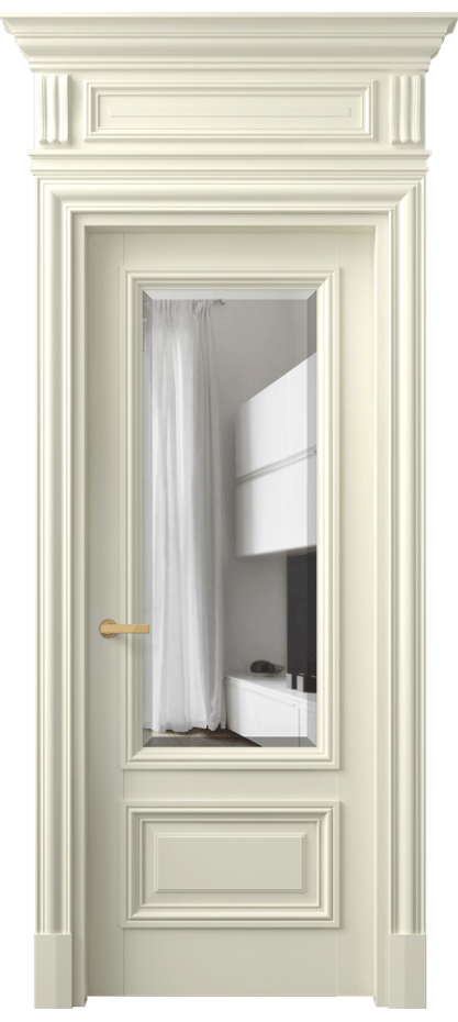 Межкомнатная дверь Антик 7306 Матовый молочно-белый Прозрачное стекло с фацетом Цена 180020 ₽ | Volhovec