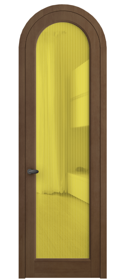 Межкомнатная дверь Палаццо 6814 Бук тёмный матовый Рифлёное жёлтое стекло "Мору", триплекс Цена 261700.6 сом | Volhovec