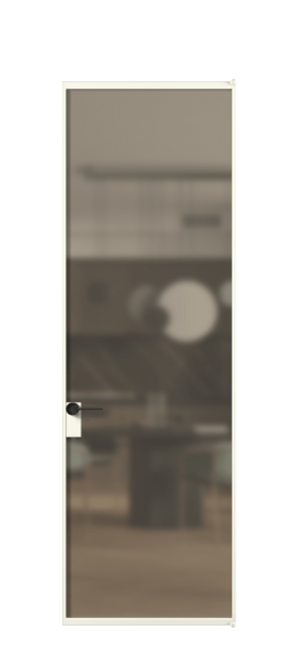 Алюминиевая дверь АЛПЛ040.01 Алюминий жемчужный Сатинированное бронзовое стекло, триплекс Цена 173510  | Volhovec