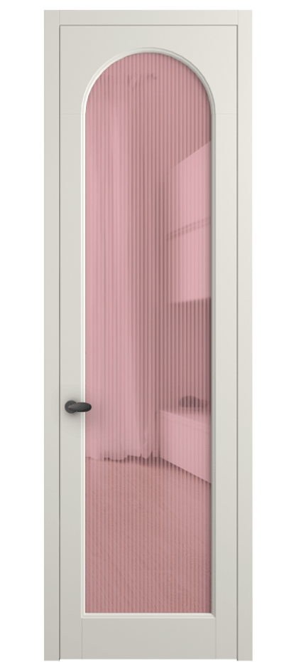 Межкомнатная дверь Палаццо 6804 Матовый жемчужный Рифлёное розовое стекло "Moru", триплекс Цена 152920 сом | Volhovec