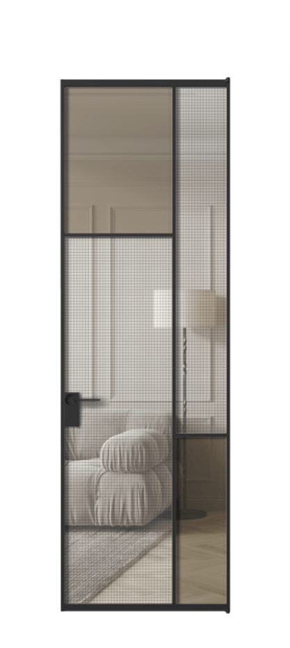 Межкомнатная дверь Mosaic АЛПЛ041.10 Алюминий Черный Mesh silver + Бронза прозрачное триплекс Цена 195170 сом | Volhovec
