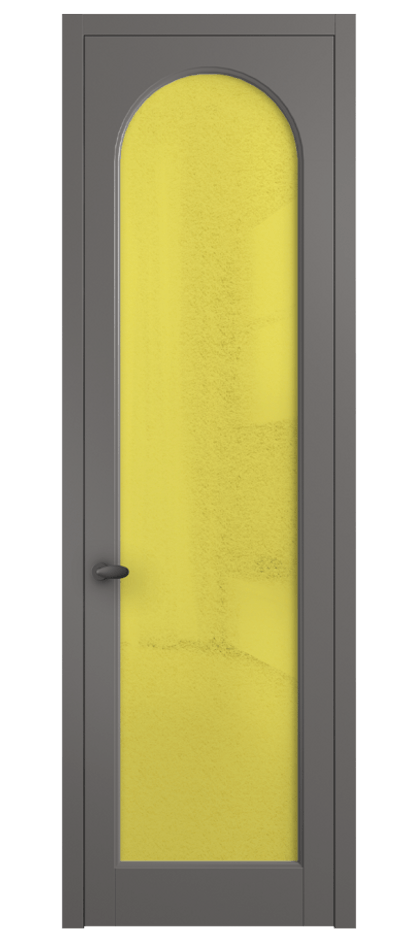 Межкомнатная дверь Палаццо 6804 Матовый классический серый Фактурное жёлтое стекло "Лёд", триплекс Цена 150010 сом | Volhovec