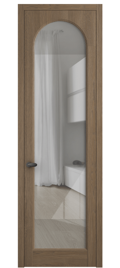 Межкомнатная дверь Палаццо 6804 Дуб джутовый матовый Рефлективное прозрачное стекло "Стопсол", калёное Цена 227470 сом | Volhovec