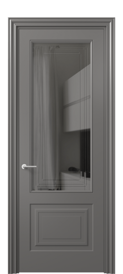 Межкомнатная дверь Маскот 8452 Матовый классический серый Прозрачное серое стекло с гравировкой "Грани", триплекс Цена 97300 сом | Volhovec