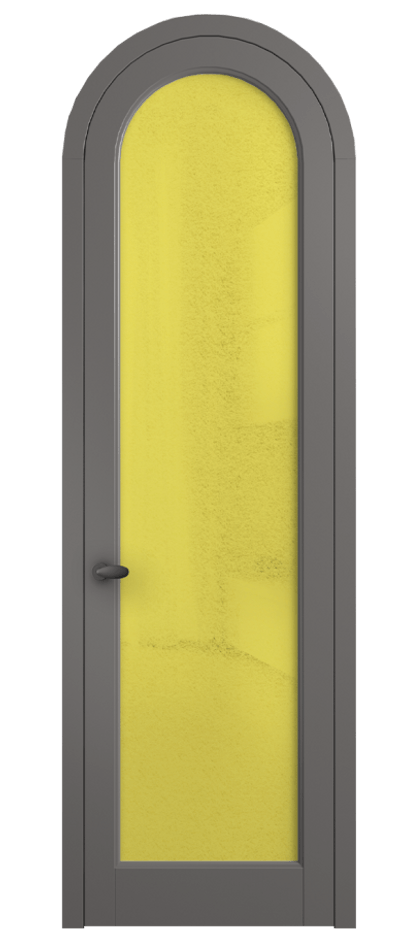 Межкомнатная дверь Палаццо 6814 Матовый классический серый Фактурное жёлтое стекло "Лёд", триплекс Цена 190970 сом | Volhovec