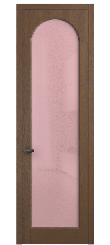 Межкомнатная дверь Палаццо 6804 Дуб каштановый матовый Фактурное розовое стекло "Лёд", триплекс Цена 230820 сом | Volhovec
