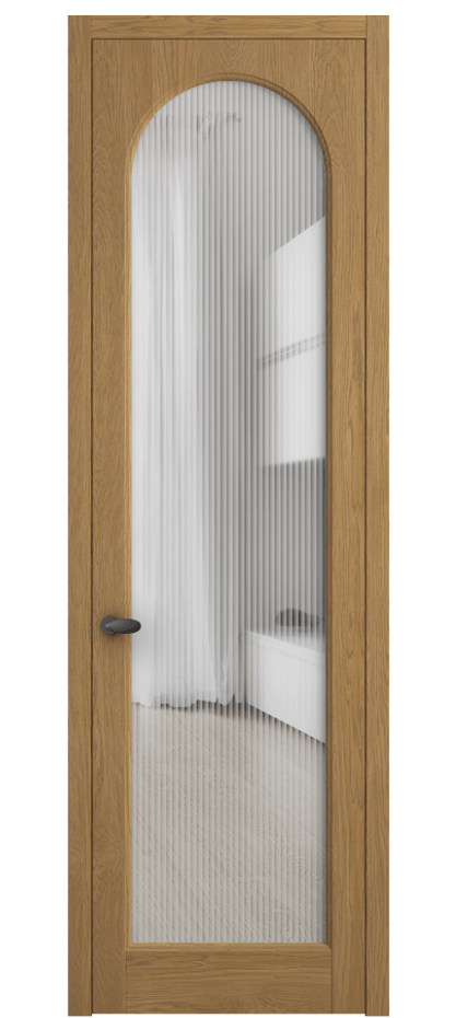 Межкомнатная дверь Palazzo 6804 Дуб солнечный матовый Рифлёное стекло "Moru", триплекс Цена 162370 ₽ | Volhovec