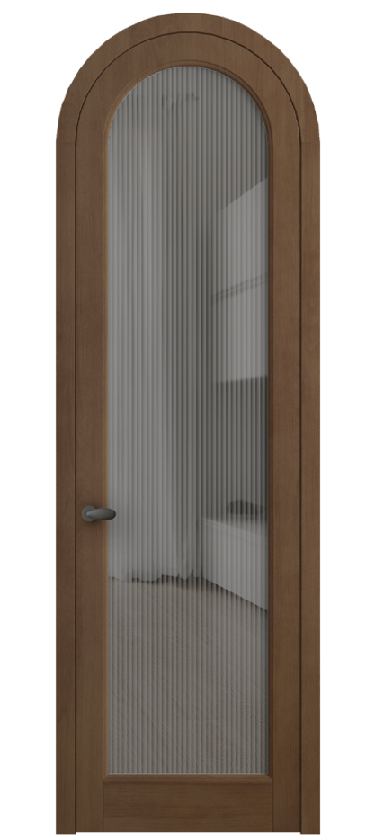 Межкомнатная дверь Палаццо 6814 Бук тёмный матовый Рифлёное серое стекло "Мору", триплекс Цена 261700.6 сом | Volhovec