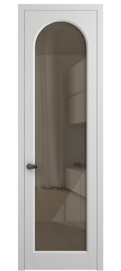 Межкомнатная дверь Палаццо 6804 Матовый белоснежный Рефлективное бронзовое стекло "Стопсол", калёное Цена 152920 сом | Volhovec