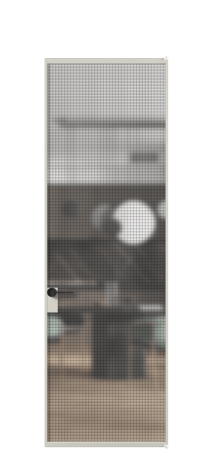 Алюминиевая дверь АЛПЛ040.01 Алюминий тёплый серый Декоративное стекло с сеткой "Mesh silver", триплекс Цена 182830  | Volhovec