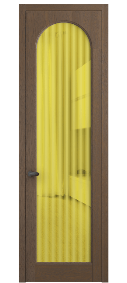 Межкомнатная дверь Палаццо 6804 Дуб туманный матовый Рифлёное желтое стекло "Дюна", триплекс Цена 224560 сом | Volhovec