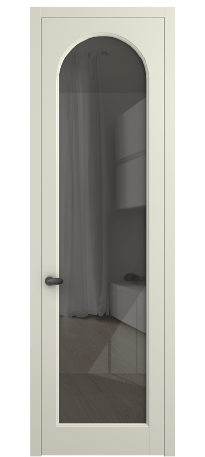 Межкомнатная дверь Палаццо 6804 Матовый молочно-белый Рефлективное серое стекло "Стопсол", калёное Цена 152920 сом | Volhovec