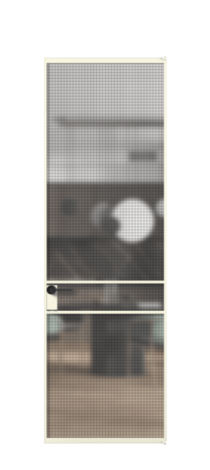 Алюминиевая дверь АЛПЛ040.02 Алюминий молочно-белый Декоративное стекло с сеткой "Mesh silver", триплекс Цена 189820  | Volhovec