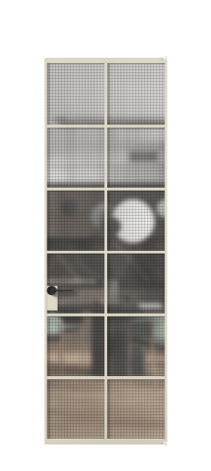 Алюминиевая дверь АЛПЛ040.05 Алюминий бежево-серый Декоративное стекло с сеткой "Mesh silver", триплекс Цена 196460  | Volhovec